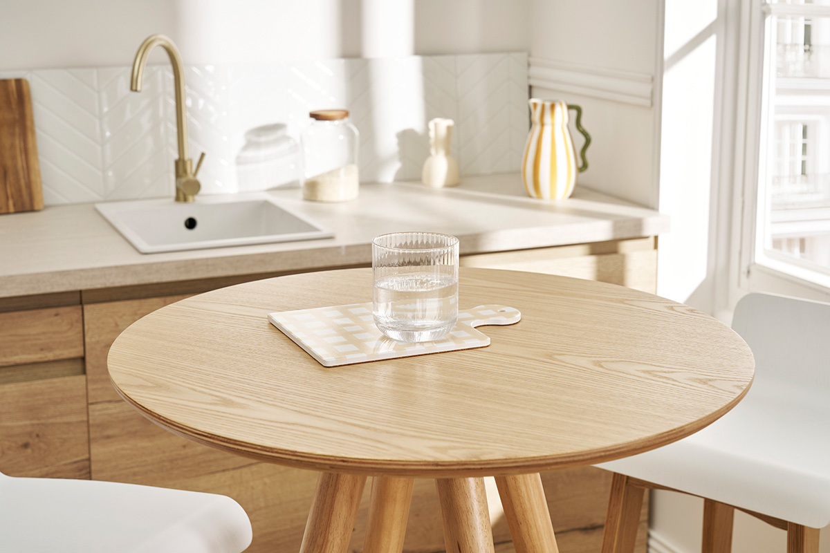 Table de bar ronde scandinave bois L60 cm NORDECO