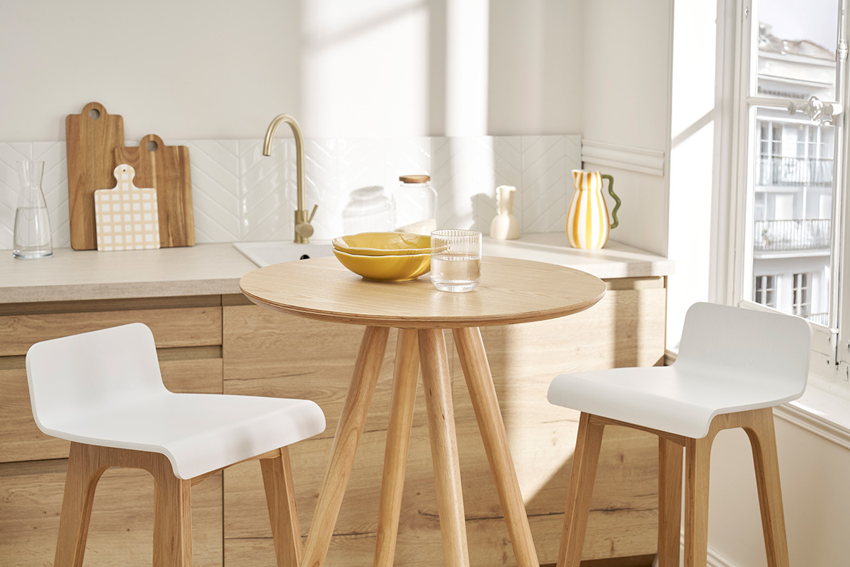 Table de bar ronde scandinave bois L60 cm NORDECO