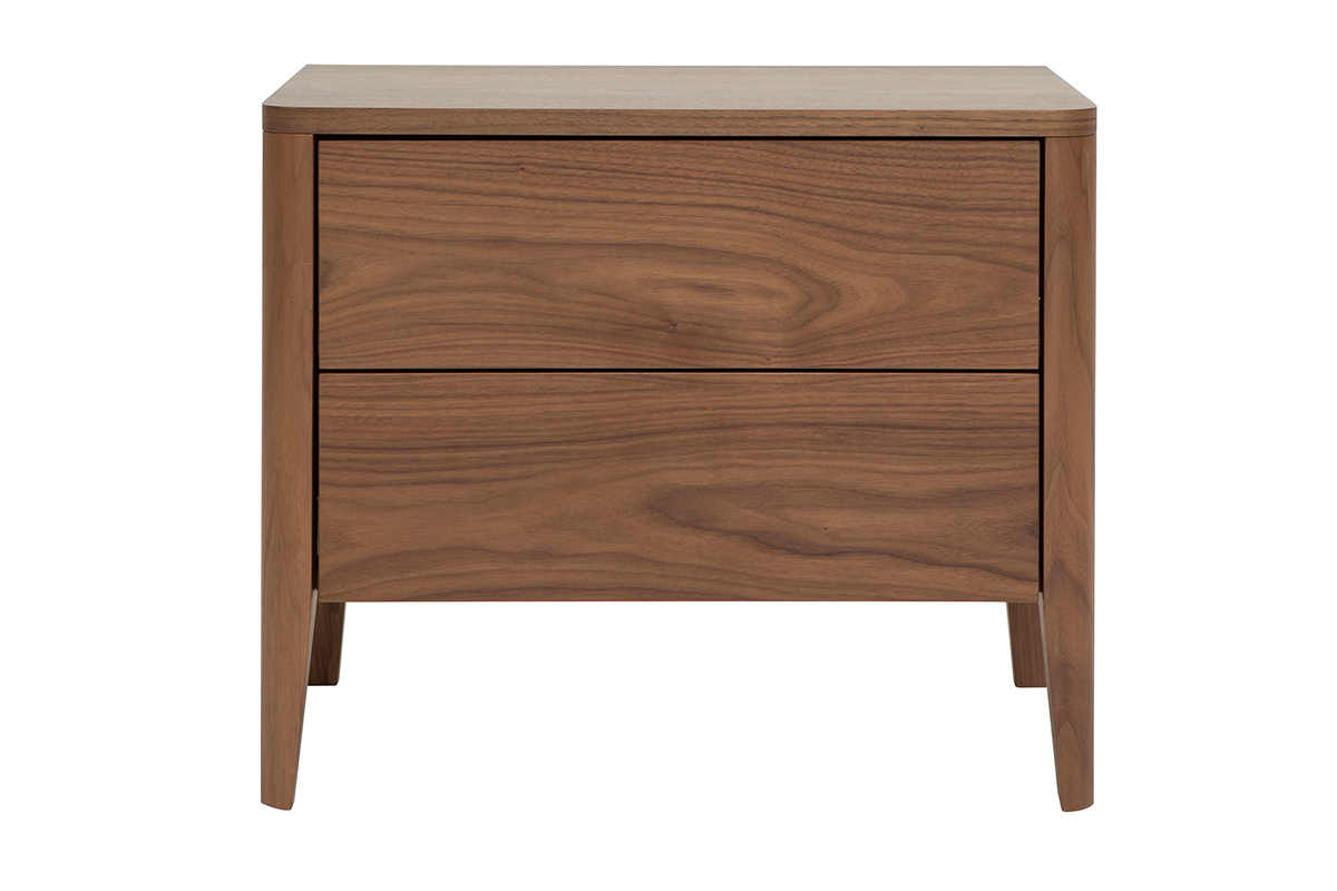 Table de chevet avec rangements 2 tiroirs bois fonc noyer BENJA