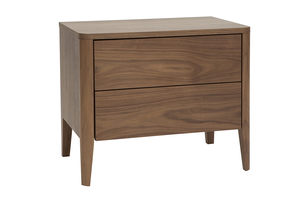 Table de chevet avec rangements 2 tiroirs bois fonc noyer BENJA