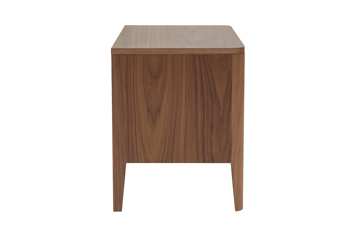 Table de chevet avec rangements 2 tiroirs bois fonc noyer BENJA