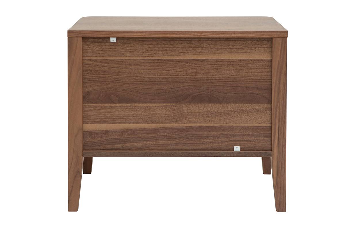 Table de chevet avec rangements 2 tiroirs bois fonc noyer BENJA