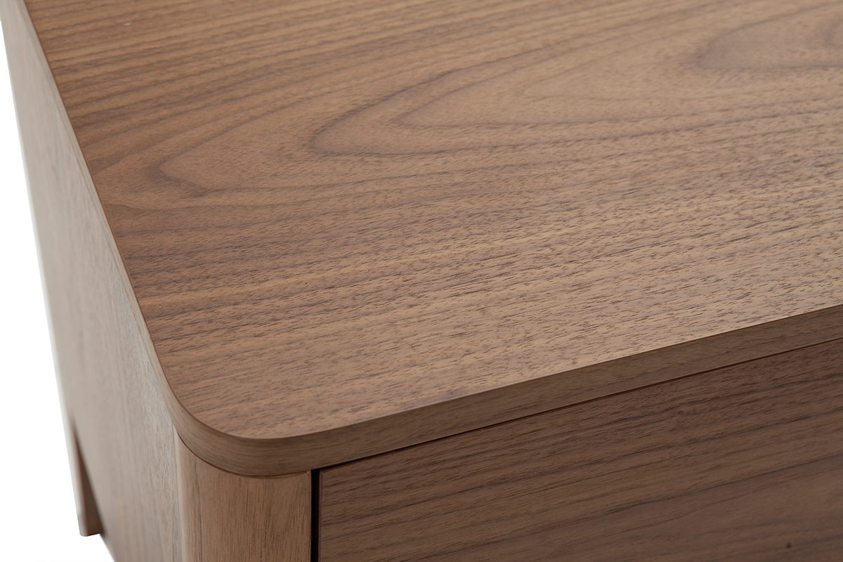 Table de chevet avec rangements 2 tiroirs bois fonc noyer BENJA