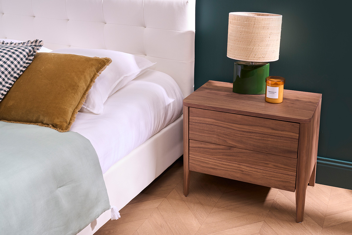Table de chevet avec rangements 2 tiroirs bois fonc noyer BENJA