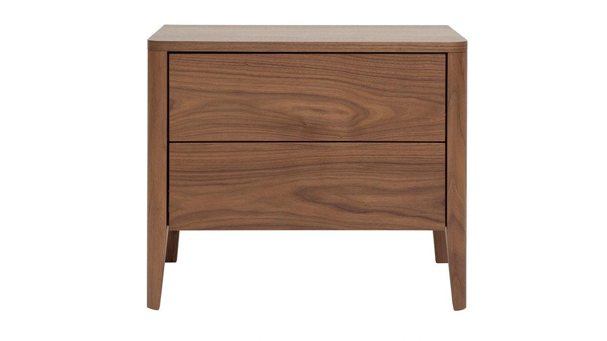 Table De Chevet Avec Rangements 2 Tiroirs Bois Fonc Noyer L60 Cm BENJA Table De Chevet Avec Rangements 2 Tiroirs Bois Fonc Noyer L60 Cm BENJA