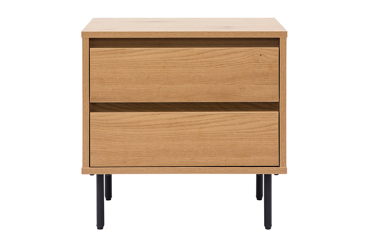 Table de chevet avec rangements 2 tiroirs finition bois clair chne ARAGON