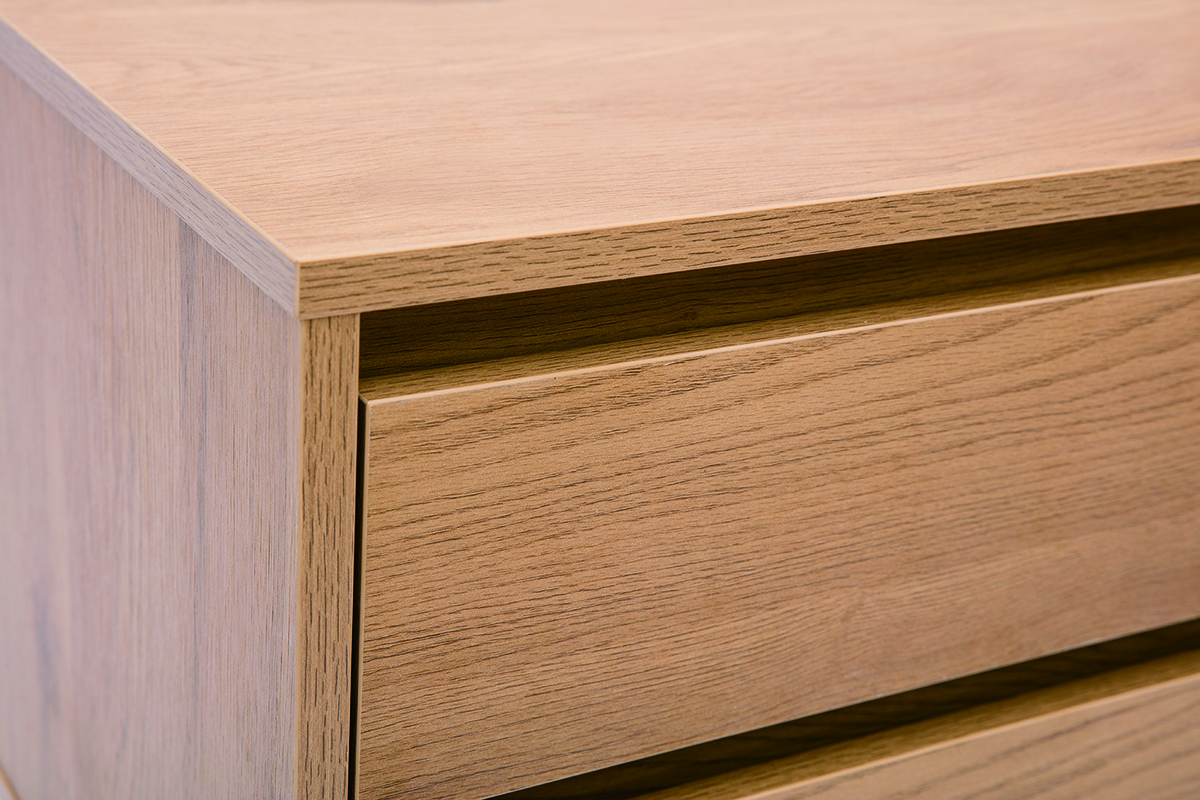 Table de chevet avec rangements 2 tiroirs finition bois clair chne ARAGON