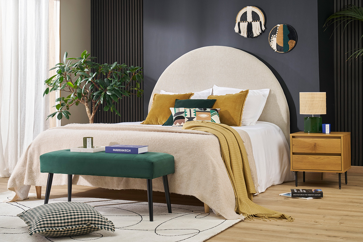 Table de chevet avec rangements 2 tiroirs finition bois clair chne ARAGON