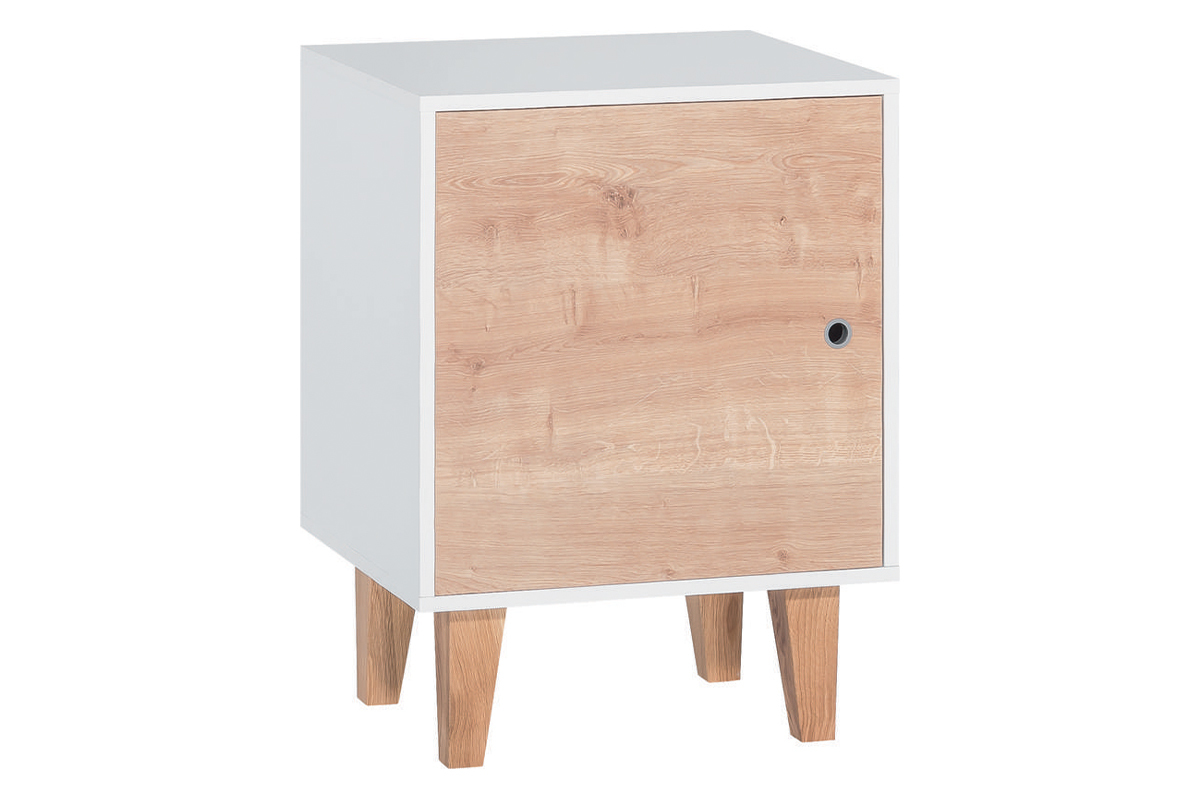 Table de chevet avec rangements blanc et bois clair L53 cm LISBET