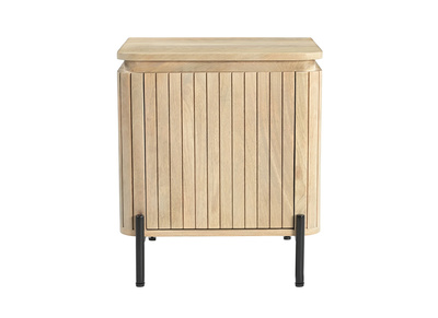 Table de chevet avec rangements en bois manguier massif et m&eacute;tal noir MERIDA
