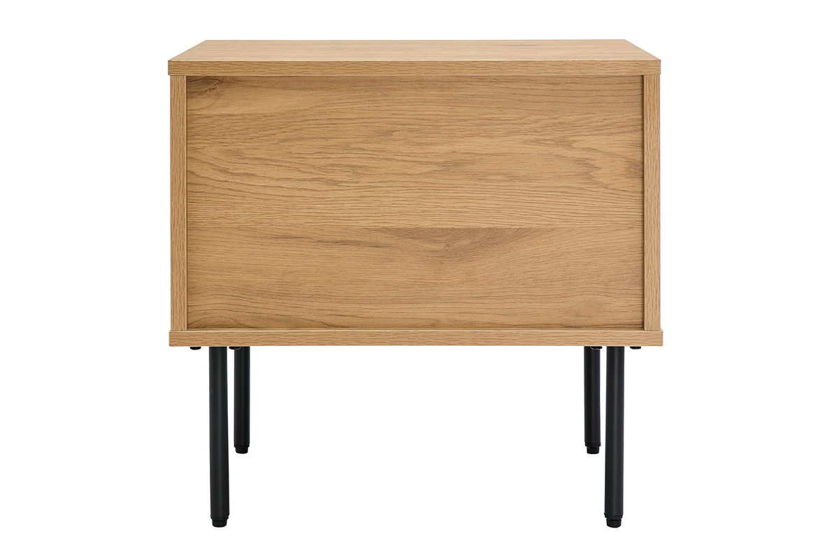 Table de chevet avec rangements finition bois clair chne et mtal noir PERNELLE