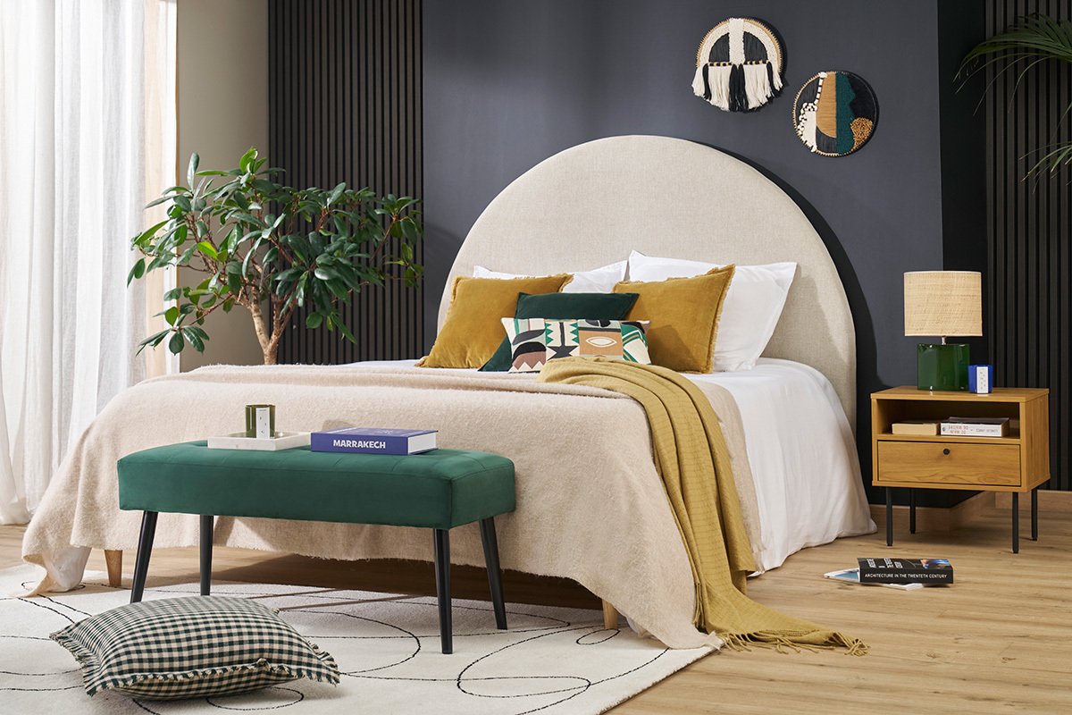 Table de chevet avec rangements finition bois clair chne et mtal noir PERNELLE