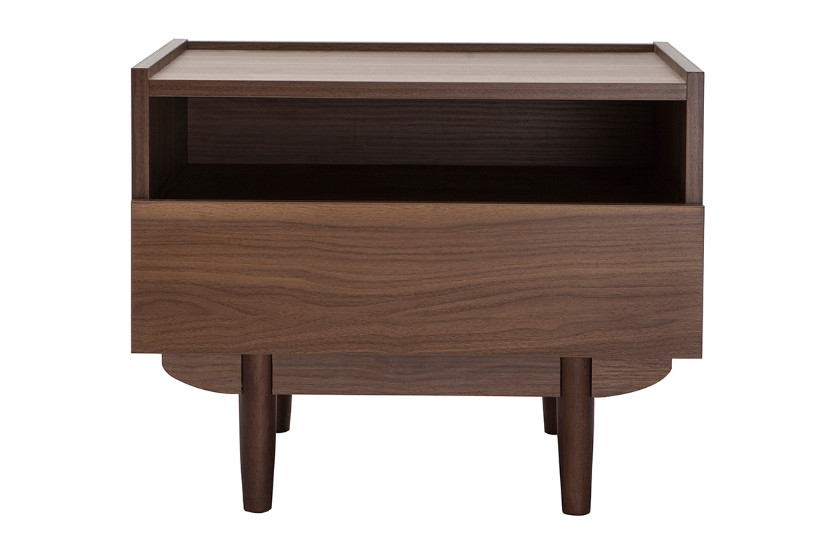 Table de chevet avec rangements finition bois fonc noyer SANAA
