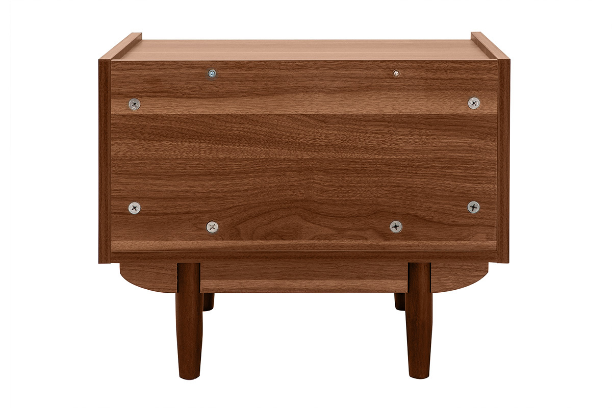 Table de chevet avec rangements finition bois fonc� noyer SANAA