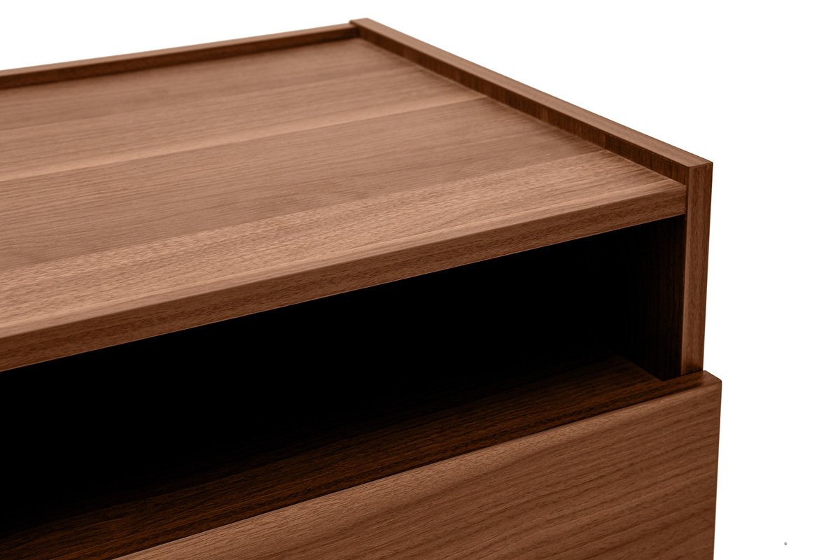 Table de chevet avec rangements finition bois fonc� noyer SANAA