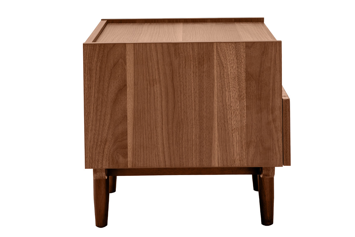 Table de chevet avec rangements finition bois fonc� noyer SANAA