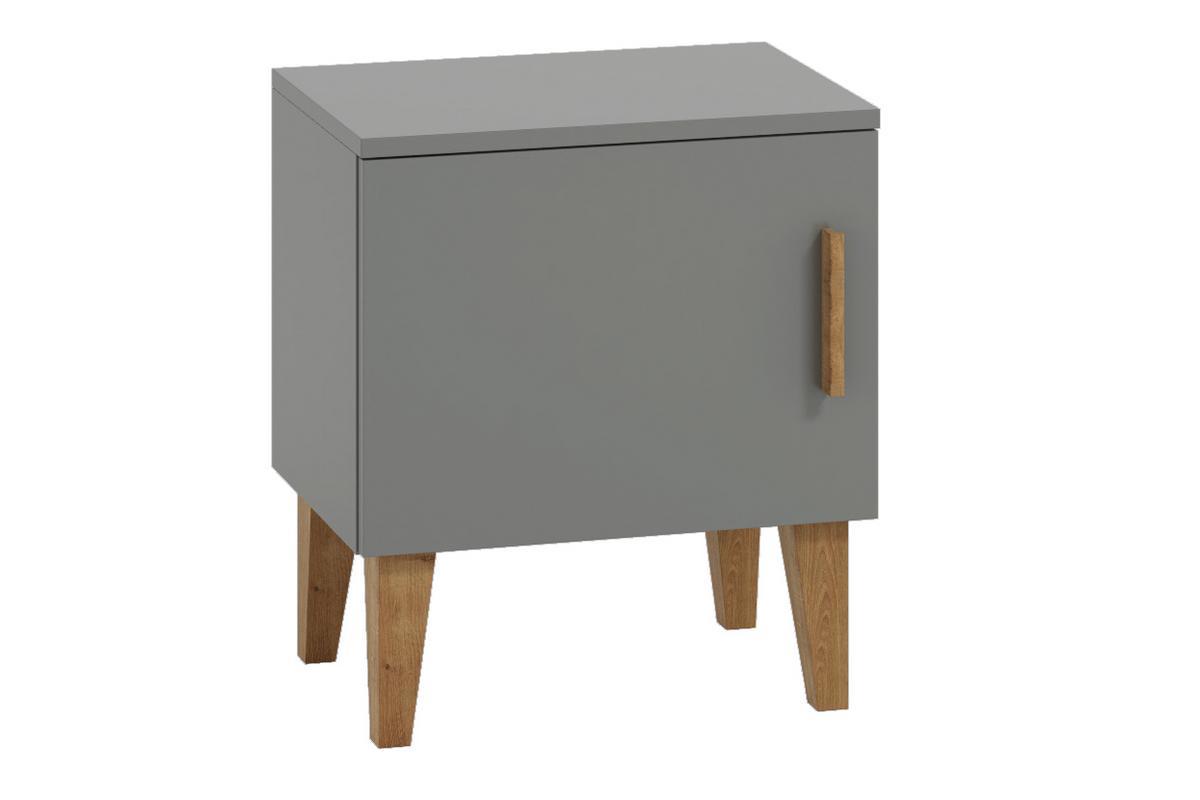 Table de chevet avec rangements gris et bois clair L50 cm ELIAS