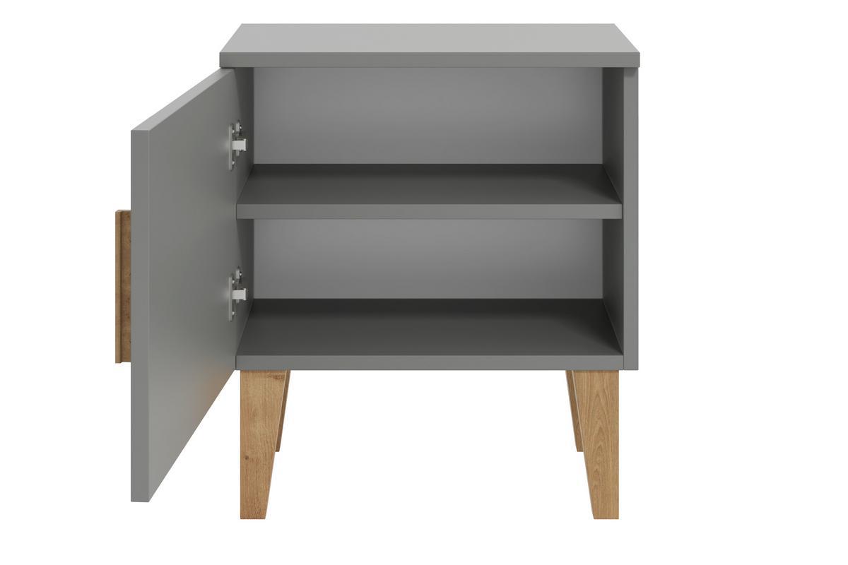 Table de chevet avec rangements gris et bois clair L50 cm ELIAS