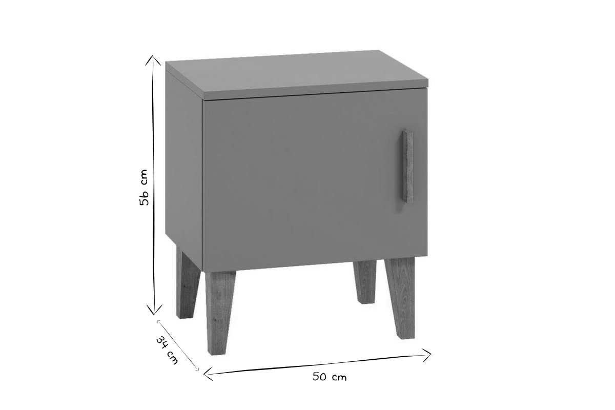 Table de chevet avec rangements gris et bois clair L50 cm ELIAS