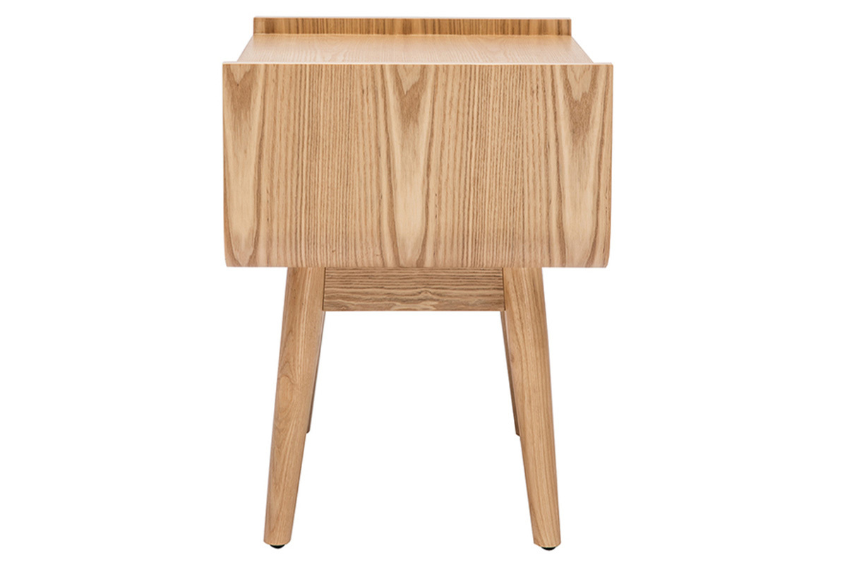 Table de chevet avec tiroir en bois clair frne et cannage rotin ATHNE