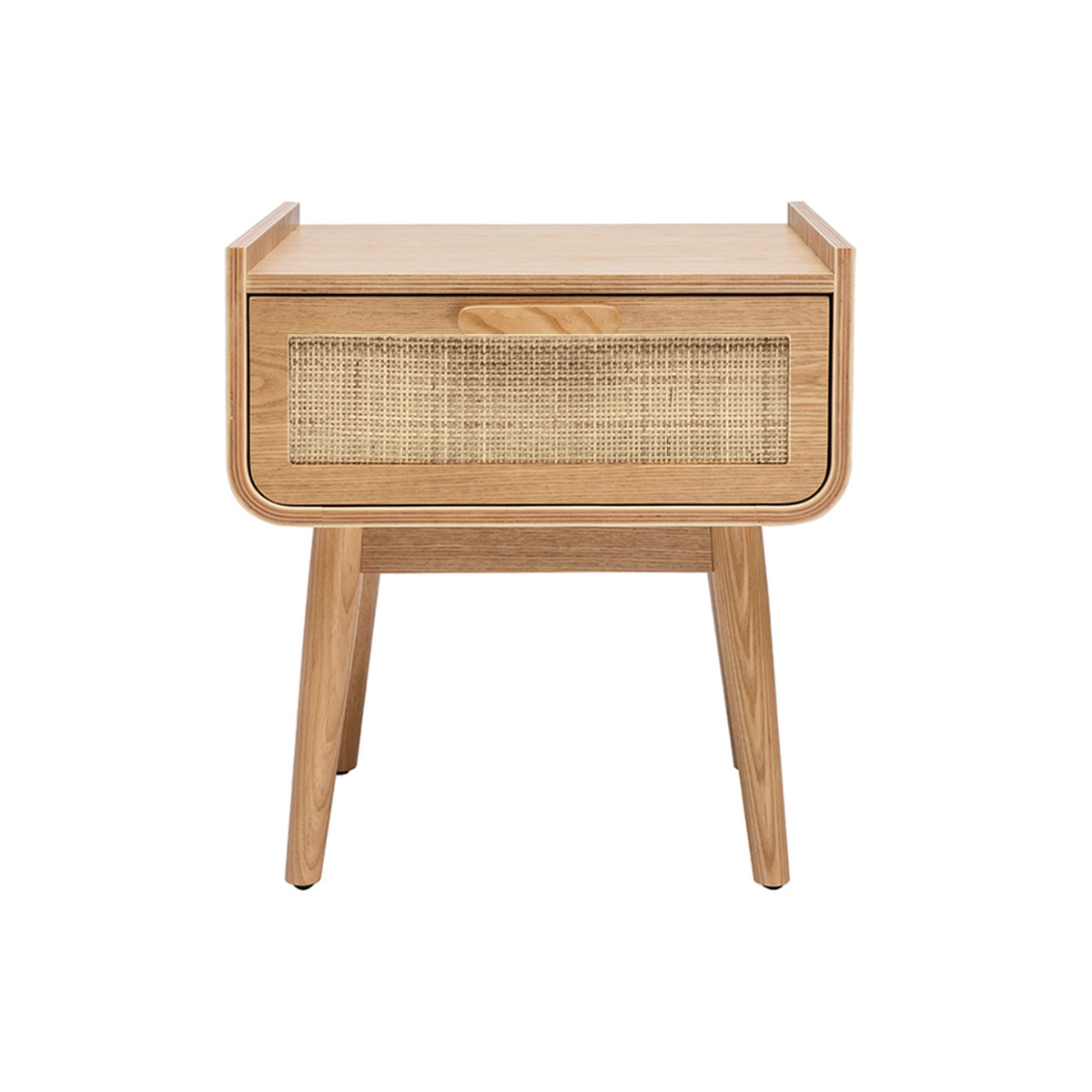 Table de chevet avec tiroir en bois clair frêne et cannage rotin ATHÈNE Table de chevet avec tiroir en bois clair frêne et cannage rotin ATHÈNE