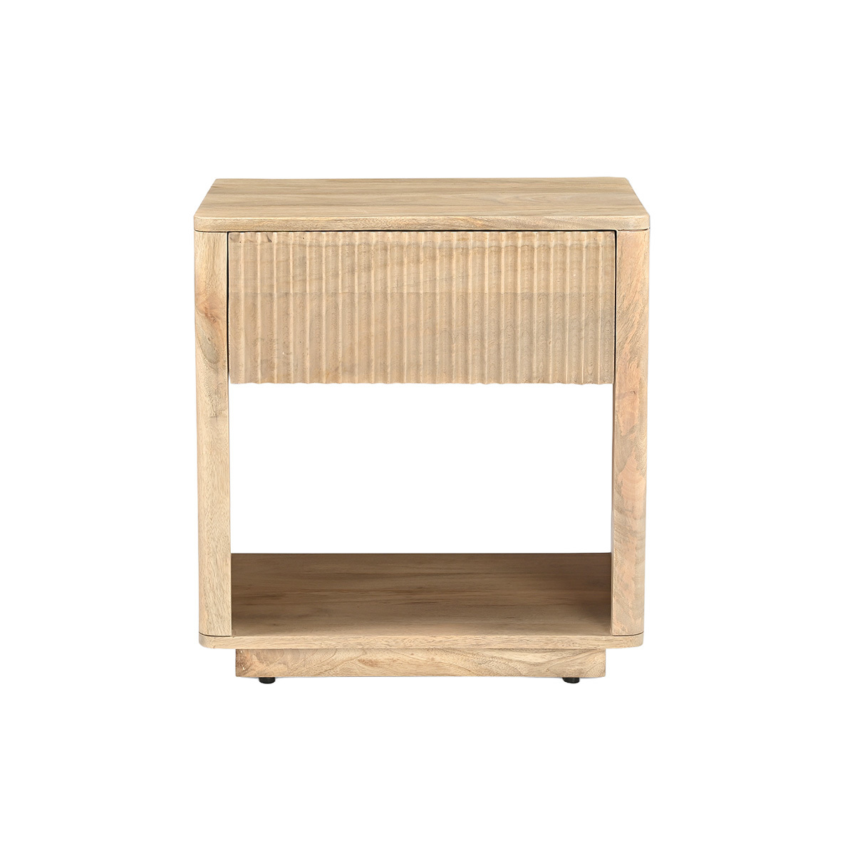 Table de chevet avec tiroir en bois clair manguier massif ALDA
