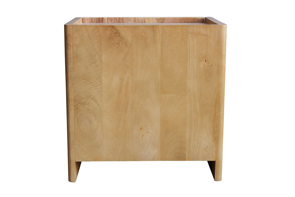 Vue de dos d'une table de chevet en bois de manguier massif.