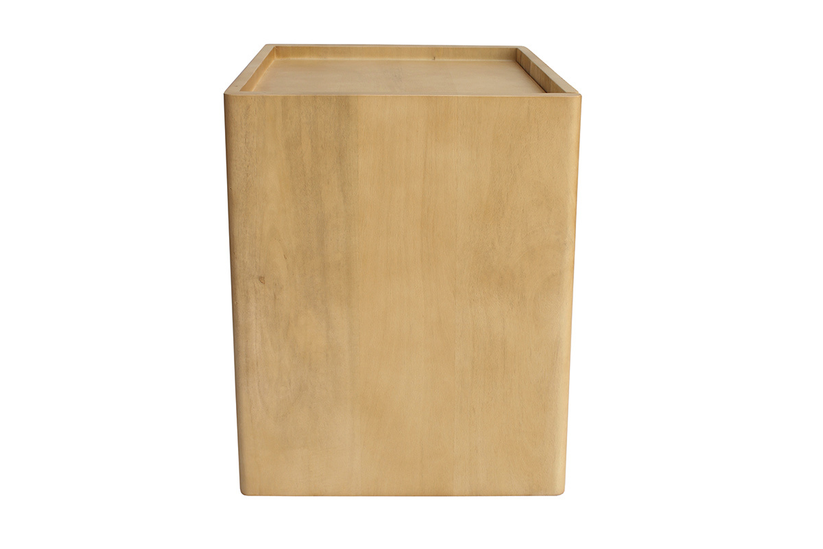 Table de chevet NEREA en bois de manguier, vue c�t� droit.