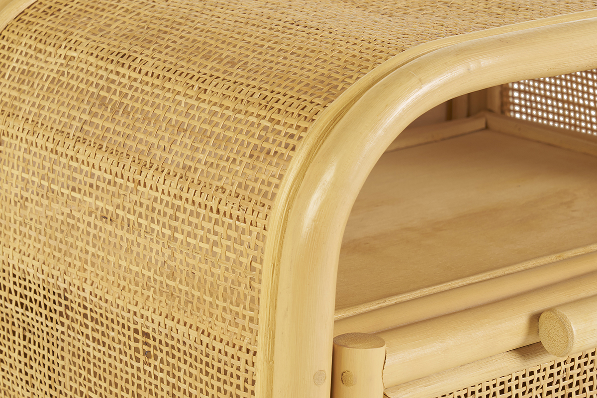Table de chevet avec tiroir en rotin LUWAK