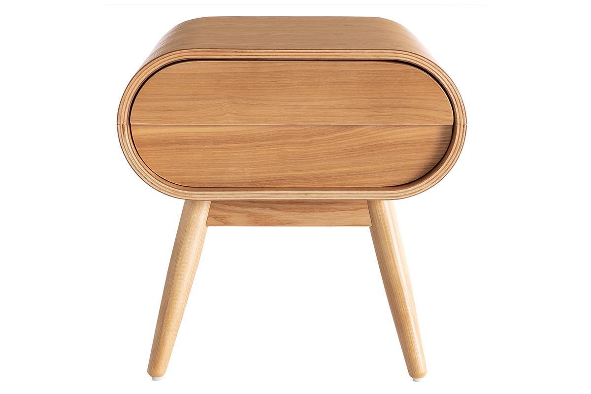 Table de chevet avec tiroir vintage bois clair (lot de 2) BJORG