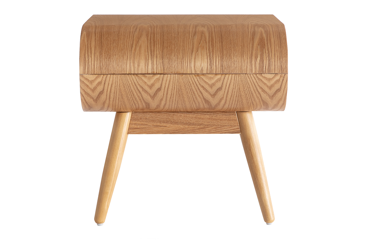 Table de chevet avec tiroir vintage bois clair (lot de 2) BJORG