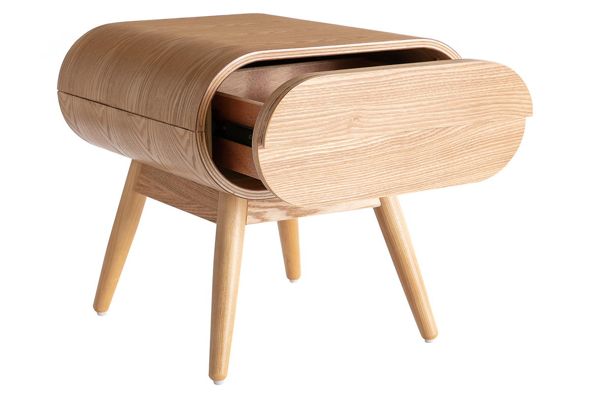 Table de chevet avec tiroir vintage bois clair BJORG