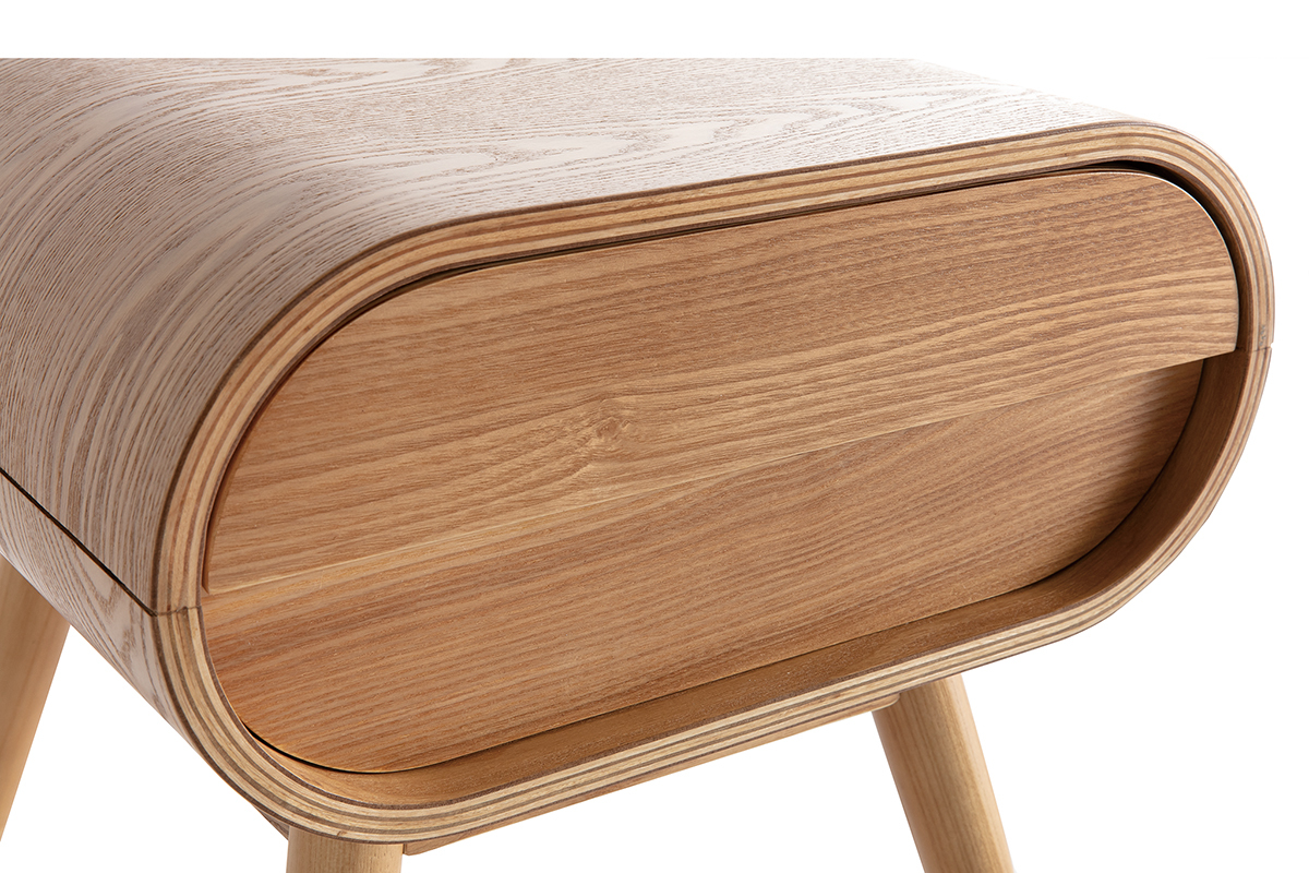 Table de chevet avec tiroir vintage bois clair BJORG