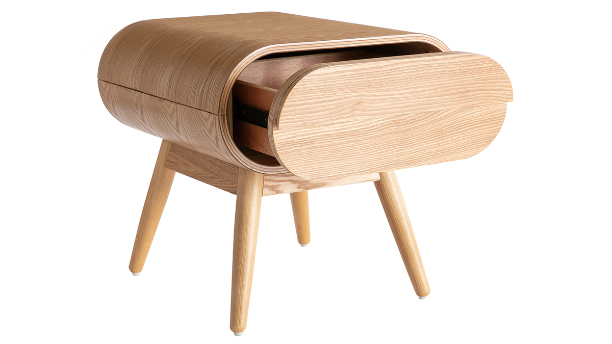 Table de chevet avec tiroir vintage bois clair L45 cm BJORG