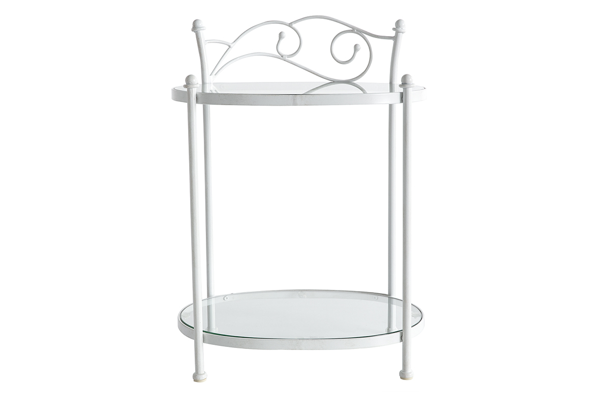 Table de chevet  baroque blanche mtal VENEZIA