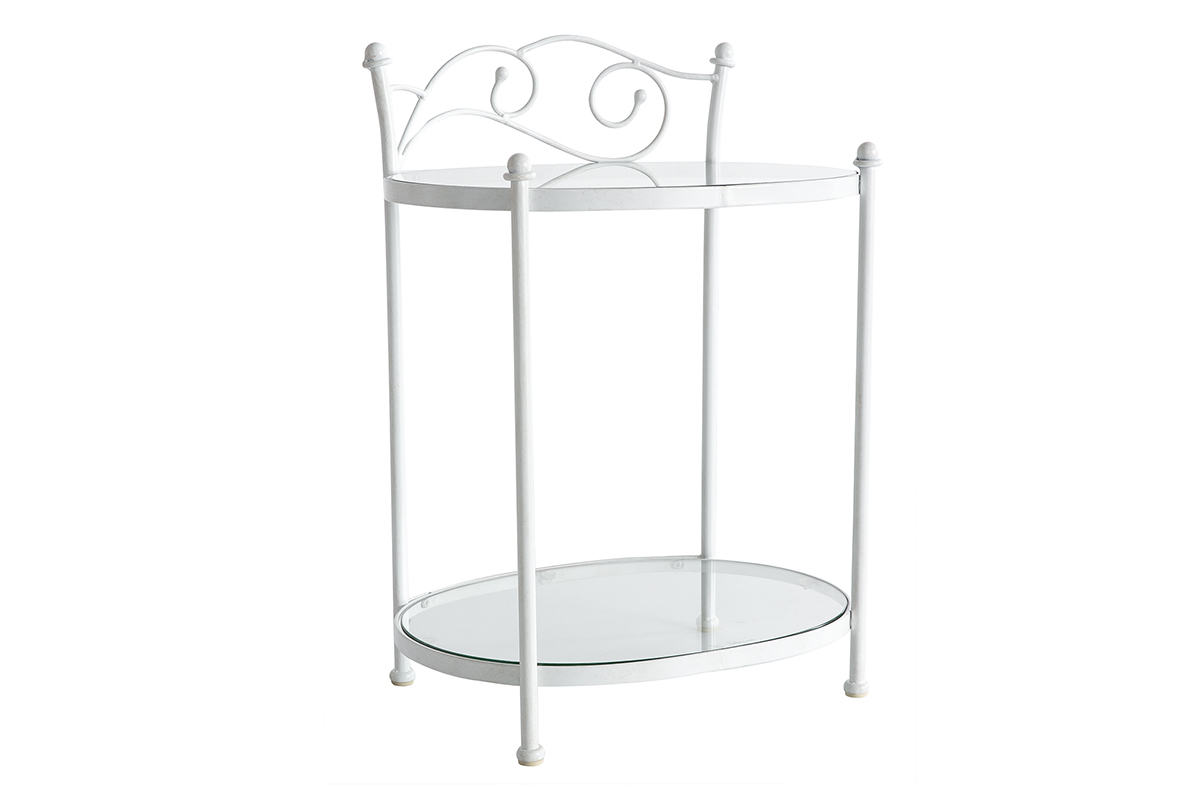 Table de chevet  baroque blanche mtal VENEZIA