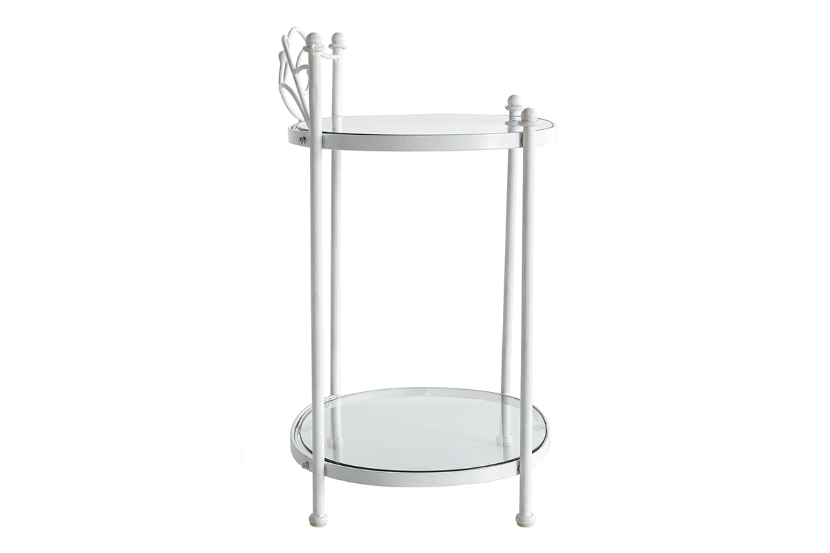 Table de chevet  baroque blanche mtal VENEZIA