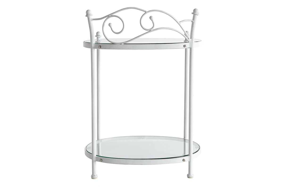 Table de chevet  baroque blanche mtal VENEZIA