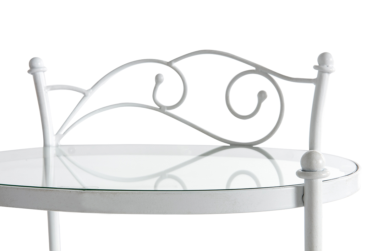 Table de chevet  baroque blanche mtal VENEZIA