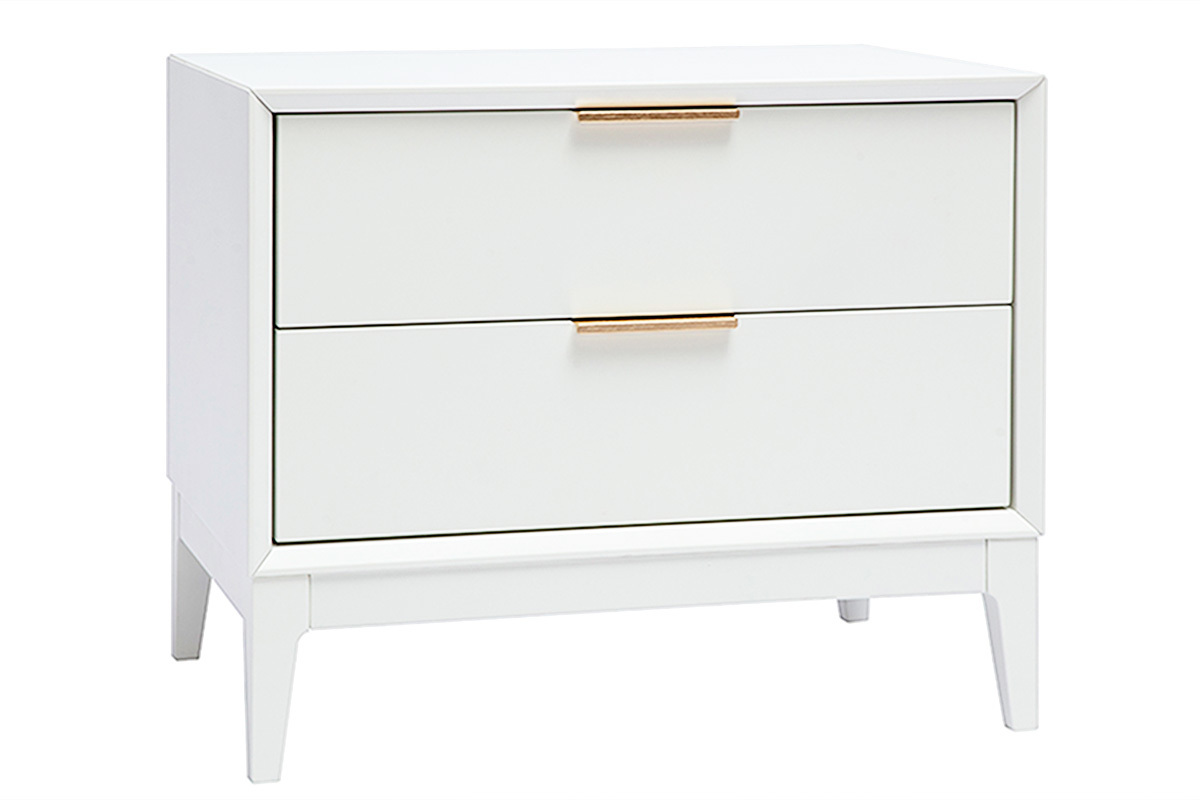 Table de chevet blanche mat et mtal dor avec rangements GIANA