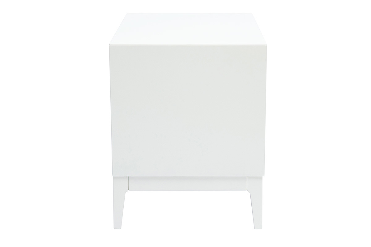 Table de chevet blanche mat et mtal dor avec rangements GIANA