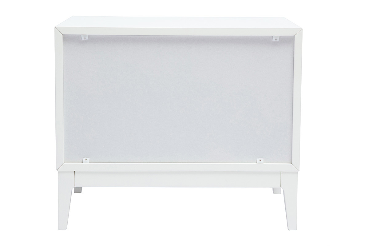 Table de chevet blanche mat et mtal dor avec rangements GIANA