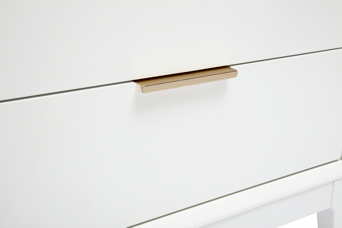 Table de chevet blanche mat et mtal dor avec rangements GIANA