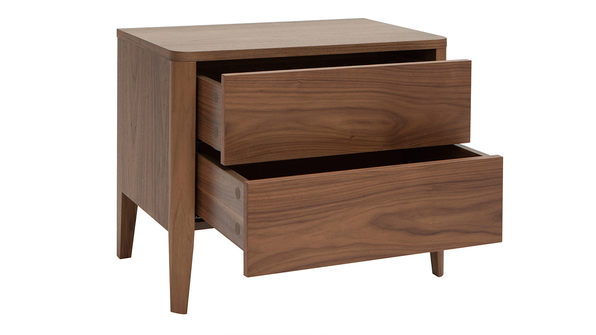 Table De Chevet Bois Fonc Noyer 2 Tiroirs L60 Cm BENJA Miliboo Table De Chevet Bois Fonc Noyer 2 Tiroirs L60 Cm BENJA Miliboo