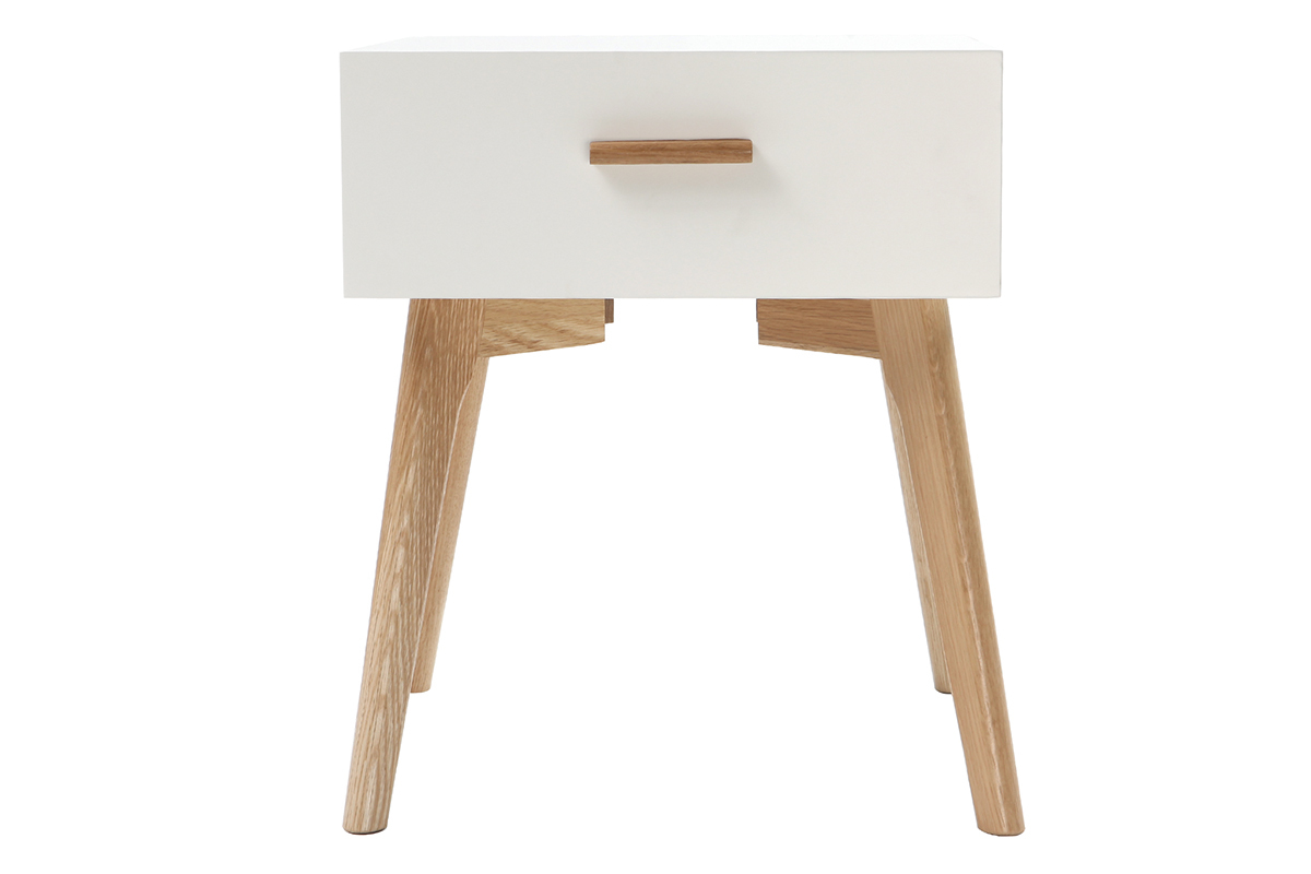 Table de chevet chne et blanc GILDA