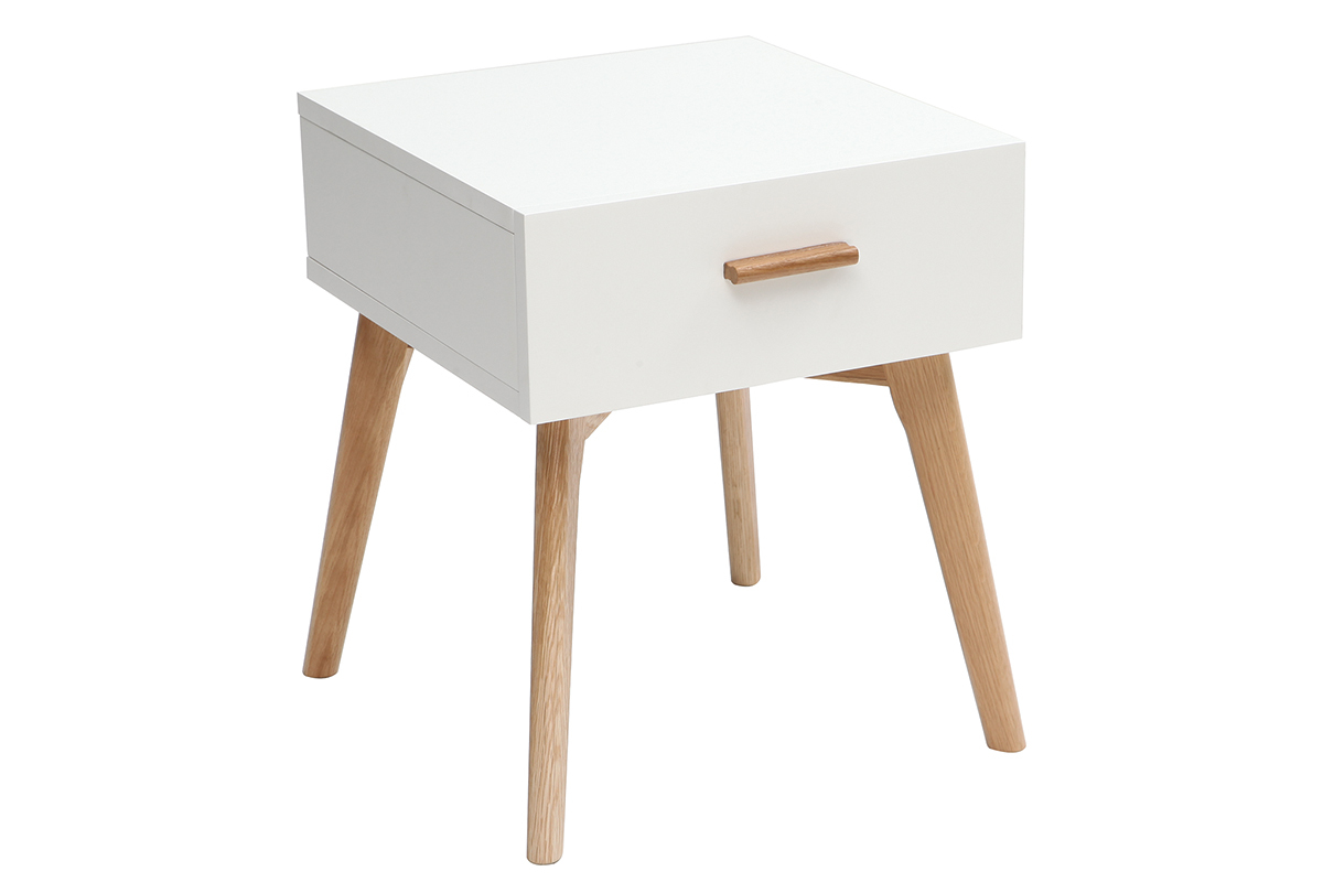 Table de chevet chne et blanc GILDA