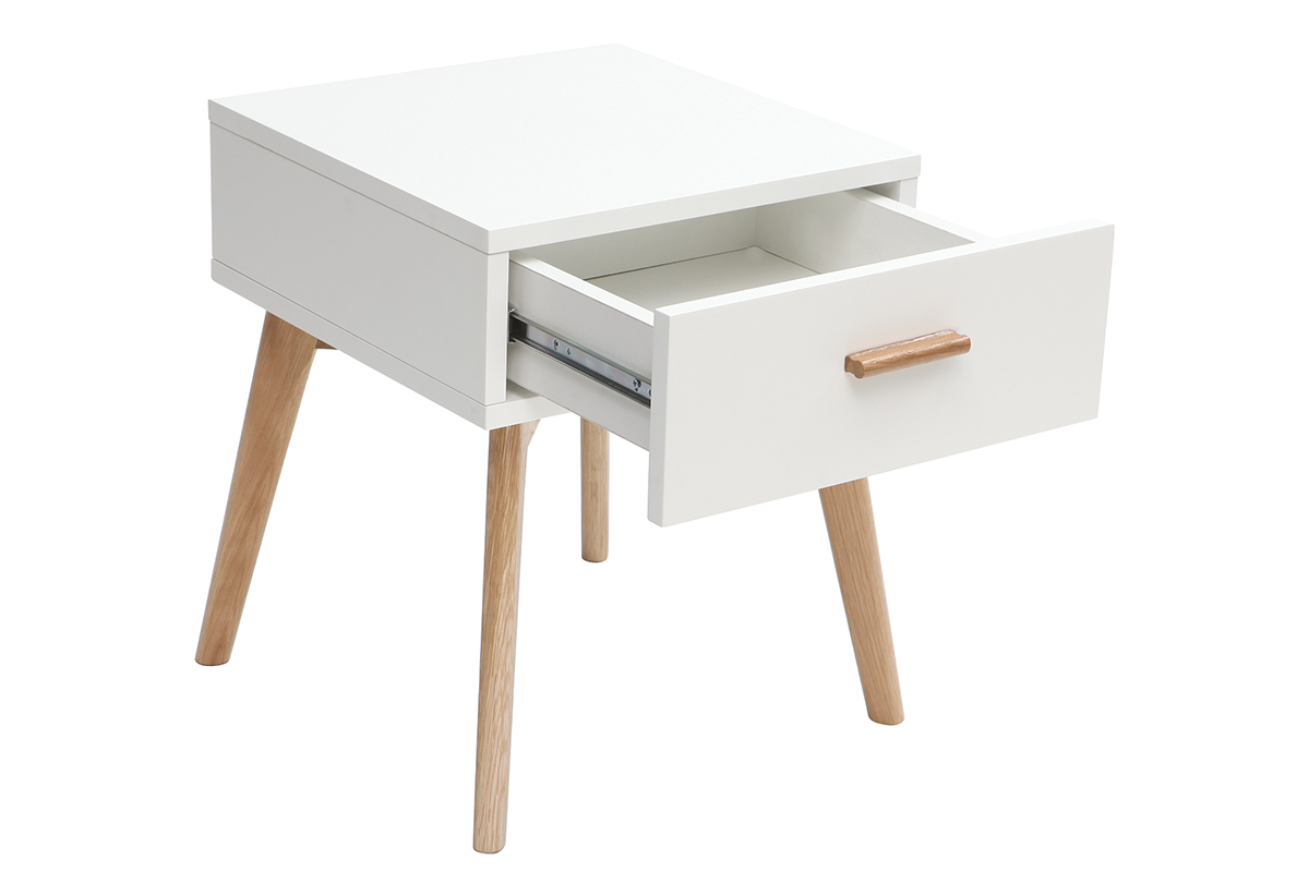 Table de chevet chne et blanc GILDA
