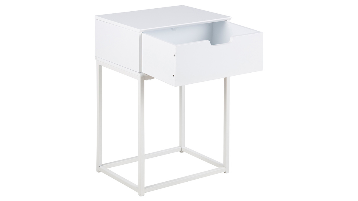 Table de chevet design avec tiroir blanche MITRAA