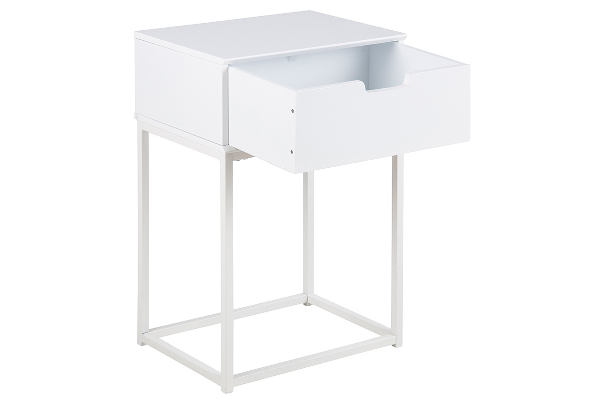 Table de chevet design avec tiroir blanche MITRAA