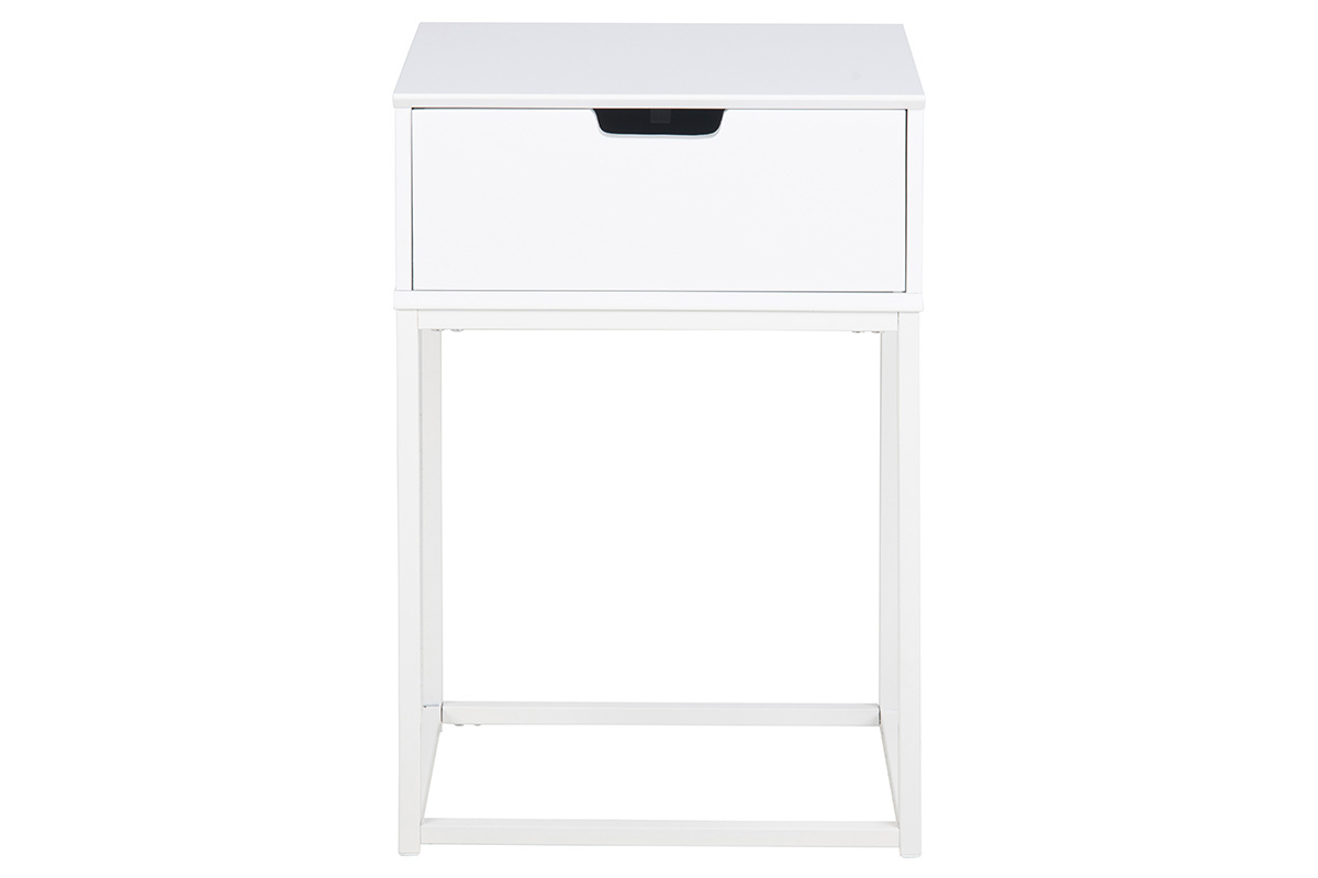 Table de chevet design avec tiroir blanche MITRAA